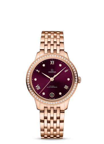 Omega De Ville Master Chronometer 34 Sedna Gold - Diamond / Burgundy - Diamond / Bracelet